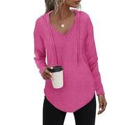 Tanmolo Kapuzenpullover Damen Leichter Pullover Hoodie Sweatshirs mit Taschen für den Herbst Rosa, M