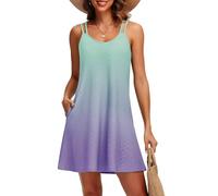 Tanmolo Sommerkleid Damen Strandkleid Spaghettitrger Freizeitkleid Kurz Ärmellos Tank Kleid Leicht und Luftig S Mint Lavendel