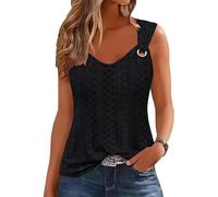 Tanmolo Tank Top Damen Tops Sommer Oberteile Trägershirt Schwarz 3XL
