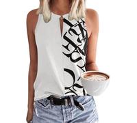 Tanmolo Tops Damen Tank Top Sommer Oberteile Neckholder Buchstabenprint S