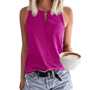 Tanmolo Tops Damen Tank Top Sommer Oberteile Neckholder Rosarot L