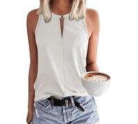 Tanmolo Tops Damen Tank Top Sommer Oberteile Neckholder Weiß M