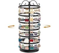 TANOSAN 6-Schicht Schmuckständer, Drehbar Schmuckhalter Ohrringhalter Ohrring ständer Organizer, Metall Schmuckaufbewahrung für Ohrring, Halskette, Armband (Schwarz)