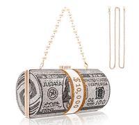 TANOSII Damen-Abendtasche mit Strasssteinen, Clutch, umhänge, Dollarschein, (Grau-b), EinheitsgröÃŸe