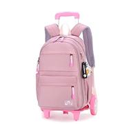 Tanou Trolley Rucksack mit 6 Rollen, 16 Zoll Leichte Schulranzen mit Rollen für Mädchen in der Grundschule, Abnehmbare Schulrucksack Trolley für Schule Reisen, 8-14 Jahren, Lila