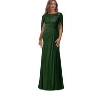 TANPAUL Abendkleid für Brautmutter A-Linie - Elegant Ballkleid Sommerkleid Chiffon Party mit Kurzarm Moosgrün 42