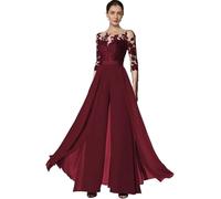 TANPAUL Hosenanzug Damen Festlich Elegant - Chiffon Spitze 3/4 Ärmel Hochzeit Jumpsuits Mutter der Braut Hosenanzüge Burgund 36