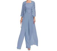 TANPAUL Hosenanzug Damen Festlich Hochzeit - Chiffon Abendanzug mit Jacke Festliche Hochzeitsgast Kleider mit Ärmel