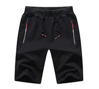 Tansozer Kurze Hosen Herren Shorts Sommer Sport Sweatshorts Gym Jogginghose Kurz Sweat Hose Männer Jersey Jogging Bermuda Schwarz XL