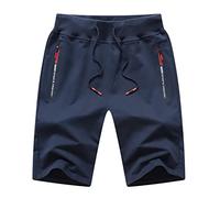 Tansozer Kurze Hosen Herren Sommer Sport Sweatshorts Gym Jogginghose Kurz Sweat Männer Jersey Jogging Bermuda Shorts Blau 2XL