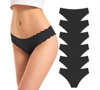 TANSTC Damen Unterwäsche Nahtlose Unterhosen Damen Unsichtbare Brazilian Slip Damen Panties Hipster Atmungsaktiv Unterwäsche Frauen Seamless Damenunterwäsche Underwear Women Schwarz 6er Pack L