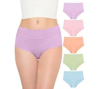 TANSTC Unterhosen Damen Baumwolle Unterwäsche Damen Atmungsaktiv Unterwäsche Frauen Slips Pantys Cotton Womens Underwear, Hellblau/Apfelgrün/Hellrosa/Krebsrosa/Helllila, 5er Pack 3XL