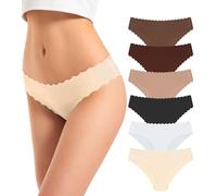 TANSTC Unterwäsche Frauen Nahtlose Slips Hipster Damen Atmungsaktiv Damen-Unterhosen Unsichtbare Slips Panties Pantys Bequeme Sportunterwäsche Weich Damenunterwäsche Schlüpfer, 6er Pack L