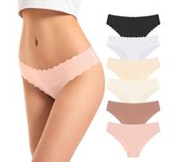 TANSTC Unterwäsche Frauen Seamless Brazilian Slip Damen Panties Hipster Unterwäsche Nahtlose Schlüpfer Stretch Unterhosen Damen Sportunterwäsche Underwear Women Geburtstagsgeschenk 6er Pack M