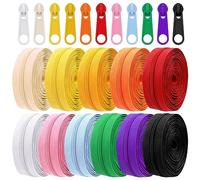 Tanstic 121Pcs(11 Sets) 33 Yards #3 Nylon Coil Zippers with Zipper Sliders Assortment Kit, 11 Colors Sewing Zippers Zipper Tape Nylon Zippers Bulk with Zipper Heads for Tailor Sewing Crafts