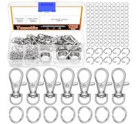 Tanstic 125 Stück Schlüsselanhänger Kit, Swivel Lanyard Karabinerhaken Schlüsselkette mit Ringen Jump Rings für Schlüsselanhänger, Schmuck machen und Handwerk (Silber)