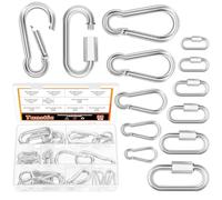 Tanstic 30Pcs Quick Link Chain Connector & Carabiner Clip Kit, Assorted Größen Chain Link Quick Links Spring Snap Hook für Camping Wandern Swing Keychain