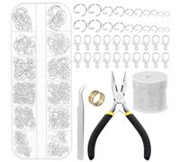 Tanstic 504Pcs 30 Feet Schmuck machen Ketten Kabel Link Kette Halskette Ketten Bulk mit Jump Rings und Lobster Clasps für Armband Halskette Making (Sliver)