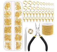 Tanstic 504Pcs 30 Feet Schmuck machen Ketten Kabel Link Kette Halskette Ketten Bulk mit Jump Rings und Lobster Clasps für Armband Halskette machen (Gold)