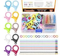 Tanstic 50Pcs 10 Colors Plastic Lobster Claw Clasps with 50pcs Ball Bead Chain and 50pcs Open Jump Rings, Plastic Lobster Clasp Jump Rings Ball Chain for Crafts, Keychain, Backpacks