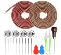 Tanstic Nähwerkzeug-Set, 72 x 3/16 Zoll Leder Nähmaschinen-Trittriemen mit Haken, Nähbobbins, Nadeln & Nadelthreader, Ahle, Schere, Kompatibel mit Singer/Jones Nähmaschine