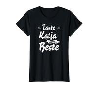 Tante Katja ist die Beste Preisgünstiges Grafik-T-Shirt, Damen, Schwarz, XS