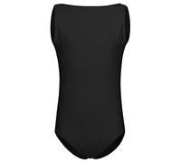 tanzmuster Kinder Ballett Trikot Linda aus weicher Baumwolle mit breiten Trägern und tiefem Rücken in schwarz, Größe:128/134