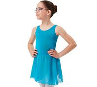 tanzmuster ® Wickelrock Mädchen Ballett - Emily - aus luftigem Chiffon antistatisch Ballettrock mit Gummizug für Kinder in Petrol, Größe:128-134