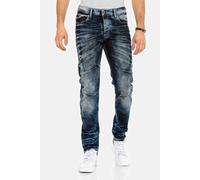 Tapered-fit-Jeans CIPO & BAXX "Jeans", Herren, Gr. 33, Länge 32, blau, 98% Baumwolle, 2% Elasthan, unifarben, Basic, gerade, unten schmal lang, Jeans, mit cooler Waschung und Ziernähten, CD-286 (75654