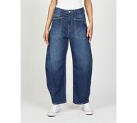 Tapered-fit-Jeans GANG "94ODINA", Damen, Gr. 28, Normalgrößen, blau (midsummer wash), 98% Baumwolle, 2% Elasthan, unifarben, relaxed fit lang, Jeans, mit Abnäher vom Knie bis zum Saum (88937906-28) mi