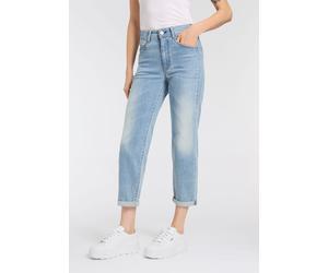 Tapered-fit-Jeans HERRLICHER "Gila HI Tap Denim", Damen, Gr. 30, N-Gr, waterway, Denim/Jeans, Obermaterial: 98% Baumwolle, 2% Elasthan, Jeans, mit seitlichem Keileinsatz (76263143-30) waterway