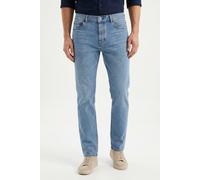 Tapered-fit-Jeans HUGO "Brody", Herren, Gr. 34, Länge 34, blau (light, pastel blau457), Denim/Jeans, Obermaterial: 99% Baumwolle, 1% Elasthan, unifarben, gerade, unten schmal lang, Jeans, mit Stone-wa