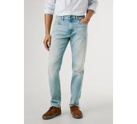 Tapered-fit-Jeans PEPE JEANS "STANLEY", Damen, Gr. 32, Länge 32, blau (dirty bleached), Denim/Jeans, Obermaterial: 99% Baumwolle, 1% Elasthan, gerade, unten schmal, Jeans, Ziernähte an den Gesäßtasche