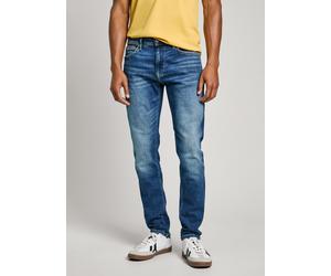 Tapered-fit-Jeans PEPE JEANS "STANLEY", Herren, Gr. 30, Länge 34, blau (medium used powerflex), Denim/Jeans, Obermaterial: 93% Baumwolle, 5% Elastomultiester, 2% Elasthan, gerade, unten schmal lang, J