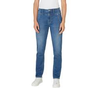 Tapered-fit-Jeans PEPE JEANS "TAPERED GYMDIGO MW CAREY", Damen, Gr. 27, Länge 32, blau, Denim/Jeans, Obermaterial: 86% Baumwolle, 12% Polyester, 2% Elasthan, gerade, unten schmal, Jeans, mit Passe vor