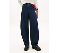 Tapered-fit-Jeans TOMMY JEANS "ELLA MID BARREL DI4156", Damen, Gr. 27, Länge 30, denim schwarz, Denim/Jeans, Obermaterial: 99% Baumwolle, 1% Elasthan, unifarben, bequem knöchellang, Jeans (72772511-27