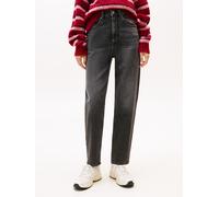 Tapered-fit-Jeans TOMMY JEANS "MOM JEAN UH TPR BI0187", Damen, Gr. 34, Länge 28, blau (denim schwarz), Denim/Jeans, Obermaterial: 99% Baumwolle, 1% Elasthan, unifarben, straight fit, Jeans (30753267-3