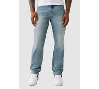 Tapered-fit-Jeans TRUE RELIGION "GENO SN NO FLAP 32 IN", Herren, Gr. 32, Länge 32, brilliant med wash, Denim/Jeans, Obermaterial: 98% Baumwolle, 2% Elasthan, Abriebeffekte, relaxed fit lang, Jeans, Ba