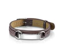 Tapsi´s Coolbodyart® Herren Armband Leder Tan Edelstahl Erkennungsmarke Gold Schnalle Spiegelpoliert Verstellbar