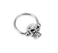 Tapsi´s Coolbodyart® Piercing Brustwarzen Augenbraue Klemmkugel Edelstahl Chirurgenstahl 316L 12mm Totenkopf Kugel 3mm