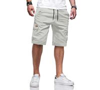TARAINYA Cargo Kurze Hosen Herren Baumwolle Bermuda Sommer Chino Shorts Hose Herren Tunnelzug Elastische Taille mit 6 Taschen Grau XL