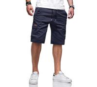 TARAINYA Cargo Kurze Hosen Herren Baumwolle Bermuda Sommer Chino Shorts Hose Herren Tunnelzug Elastische Taille mit 6 Taschen C Navy Blau 4XL