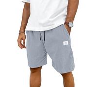 TARAINYA Corduroy Kurze Hosen Herren Baumwolle Kordelzug Casual Shorts Hose Sommer Stretch Freizeitshorts Mit Taschen Hellgrau M