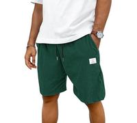 TARAINYA Corduroy Kurze Hosen Herren Baumwolle Kordelzug Casual Shorts Hose Sommer Stretch Freizeitshorts Mit Taschen Grün Wald XL