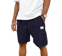 TARAINYA Corduroy Kurze Hosen Herren Baumwolle Kordelzug Casual Shorts Hose Sommer Stretch Freizeitshorts Mit Taschen Marineblau M