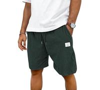 TARAINYA Corduroy Kurze Hosen Herren Baumwolle Kordelzug Casual Shorts Hose Sommer Stretch Freizeitshorts Mit Taschen Grüngrau 5XL