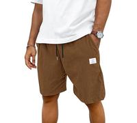 TARAINYA Corduroy Kurze Hosen Herren Baumwolle Kordelzug Shorts Herren Sommer Stretch Freizeitshorts mit Taschen Braun L