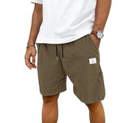 TARAINYA Corduroy Kurze Hosen Herren Baumwolle Kordelzug Shorts Herren Sommer Stretch Freizeitshorts mit Taschen Khaki 3XL