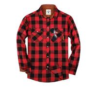 TARAINYA Flanellhemd Herren Langarm Kariertes Karohemd Holzfällerhemd Oktoberfest mit Tasche Regular Fit Rot Schwarz S