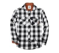 TARAINYA Flanellhemd Herren Langarm Kariertes Karohemd Holzfällerhemd Oktoberfest mit Tasche Regular Fit Schwarz Weiß 2XL